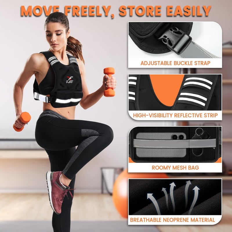 FUFF Weighted Vest Woman, 4-10/11-20/20-32 Lb Adjustable Weight Vest for Women Men, Female Strength Training Body Vest for Walking Exercise Running Workout - Image 2